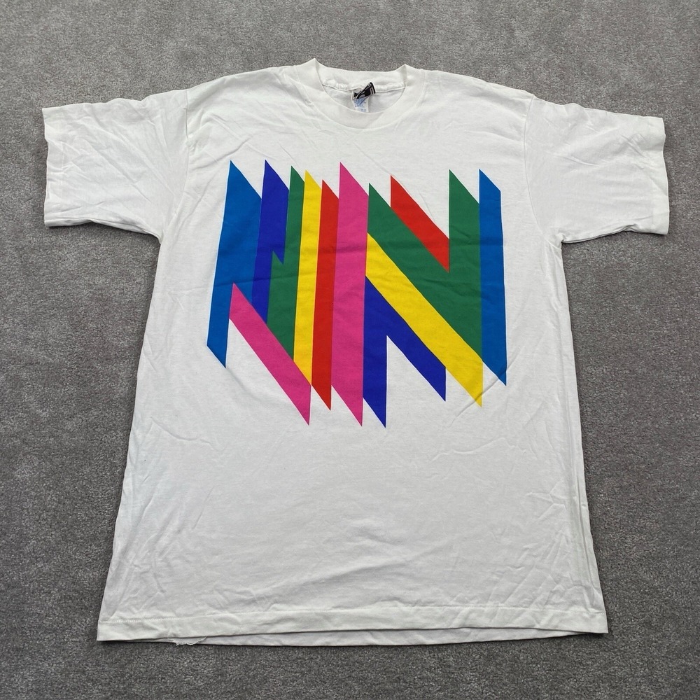 Ac-tiv-ology Abstract Nintendo Look Graphic T-shirt Size XL White Single Stitch
